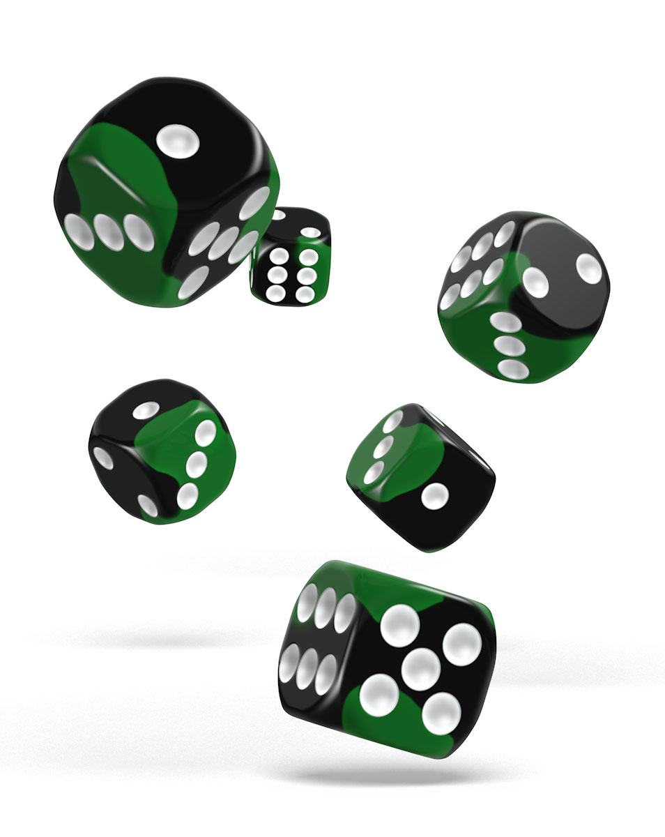 Oakie Doakie Dice D6 Dice 16 Mm Glow In The Dark Biohazard 12 Multi