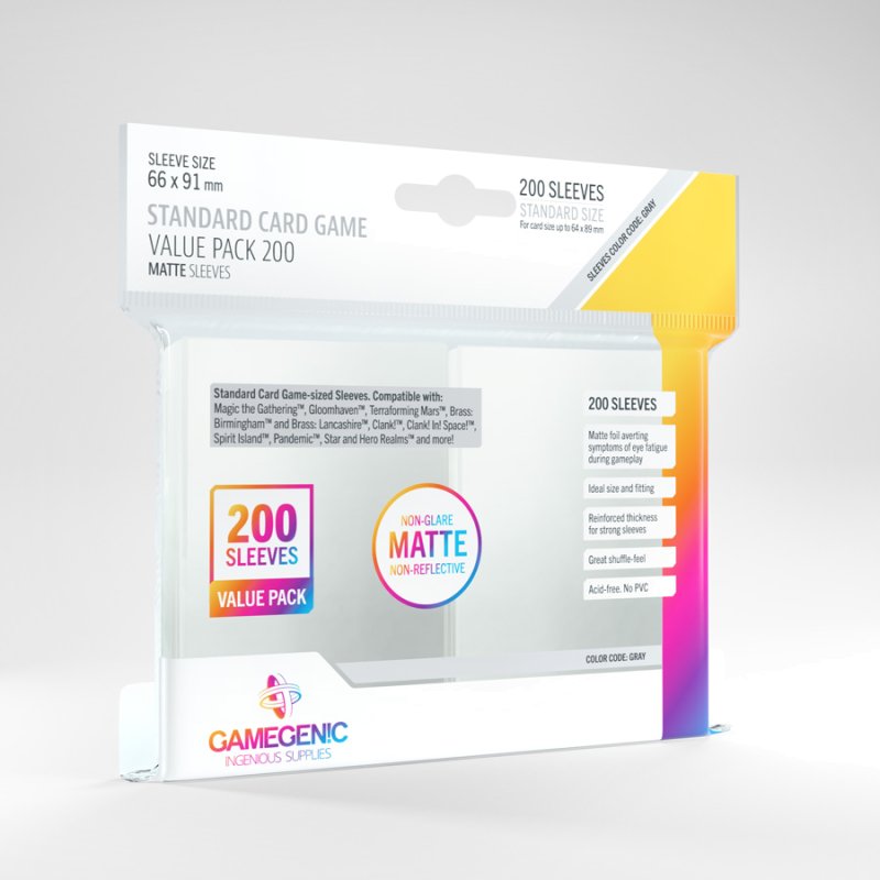 Gamegenic Standard Card Game Value Pack Matte Clear 200 Sleeves