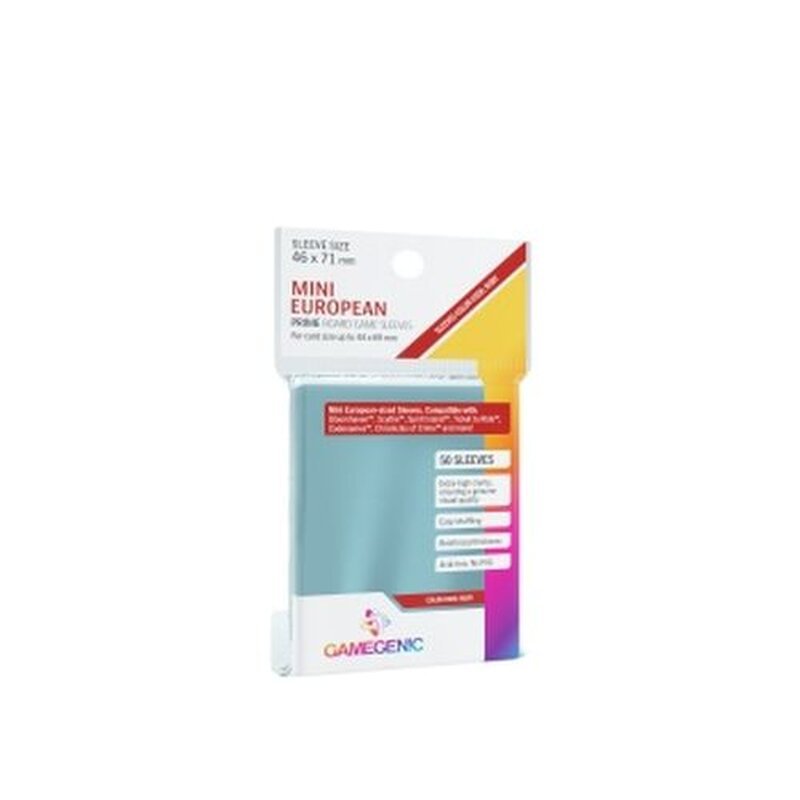Gamegenic Prime Mini European Sized Sleeves 46 X 71 Mm Clear 50