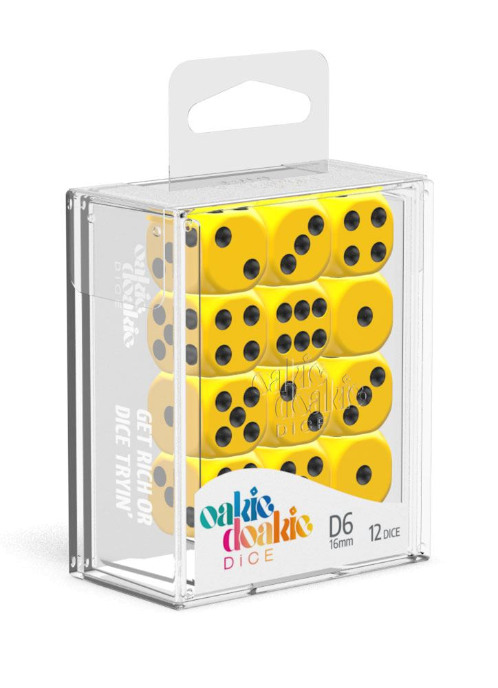 D6 Dice 16 mm Solid - Yellow (12)