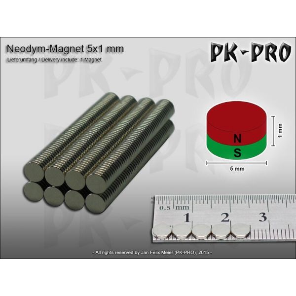 Neodym Magnet Rund 5X1Mm 10X 1